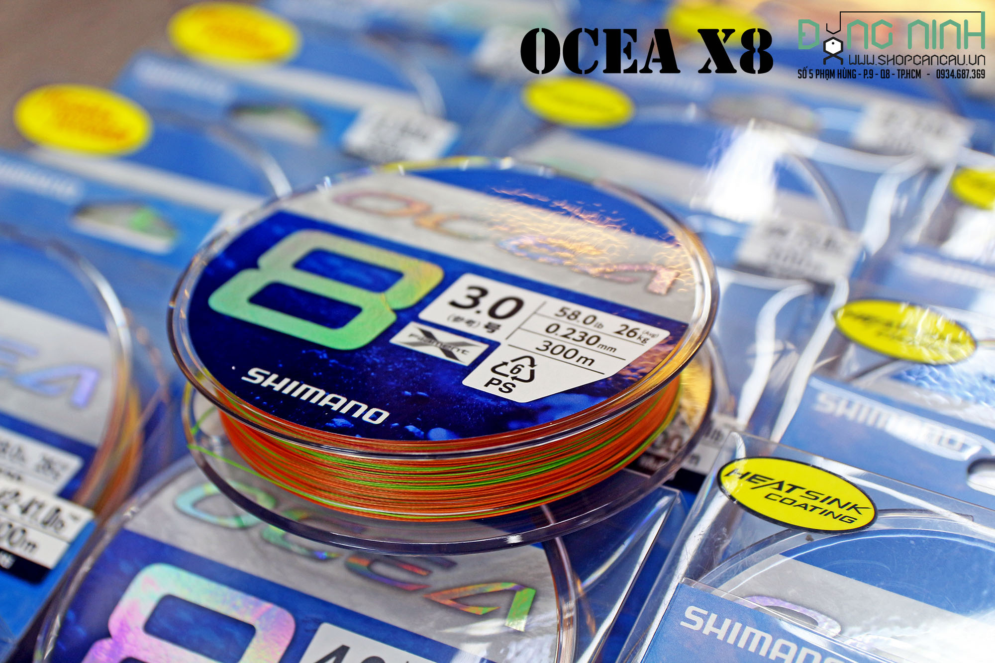 Bobinage Shimano Ocea X8 EX8 – PE Line 200m 20lb (PE 1) – Multi-color